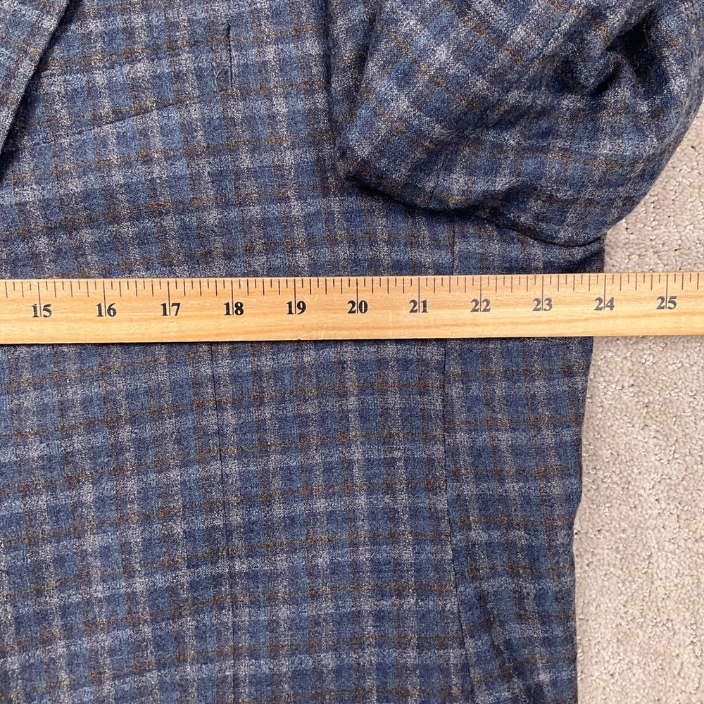 Coppley Blazer Mens 48R Blue Brown Plaid Bespoke Gibson Reda Super 130s Wool - Picture 8 of 12
